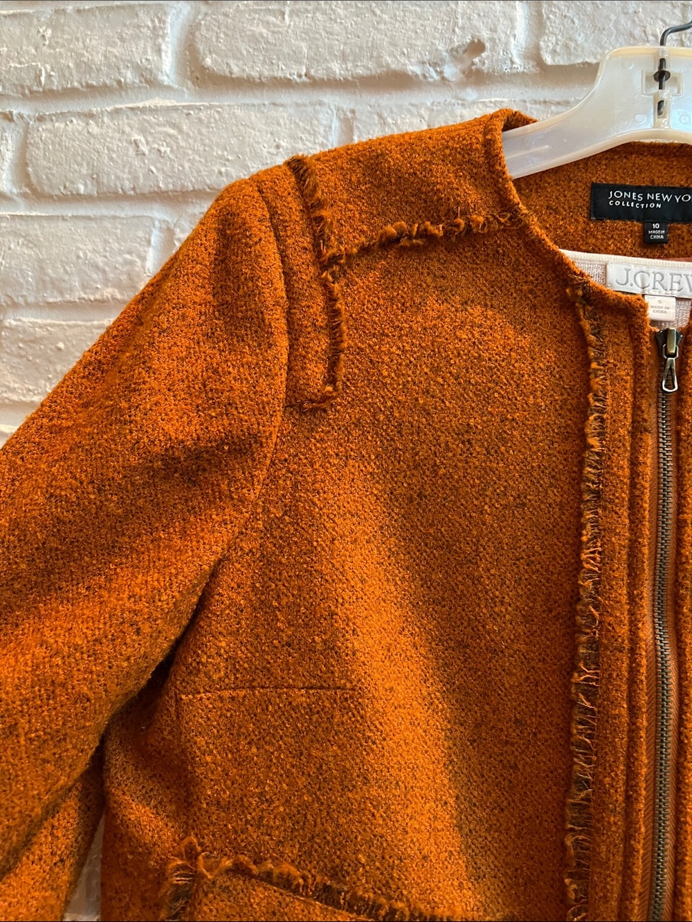 JONES OF NY Classic Wool Blend Rust TWEED suit Contemporary Modern Textured - Picture 7 of 16